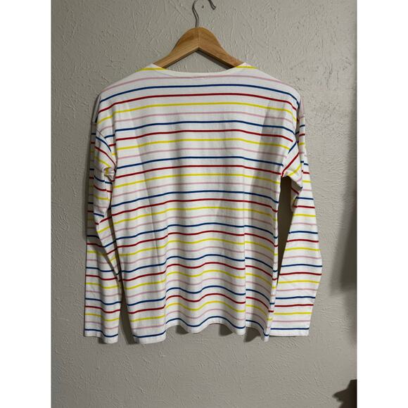 KULE Striped The Modern Long Sleeve Tee Rainbow Bright Top XS - Picture 3 of 5